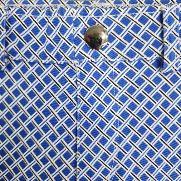Women's Blue & White Rafaella Comfort Geometric Patterned Pants Stretch Size 10 - Picture 5 of 13